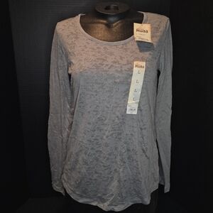 NWT Mudd Gray Slub Burnout Long Sleeve Tee